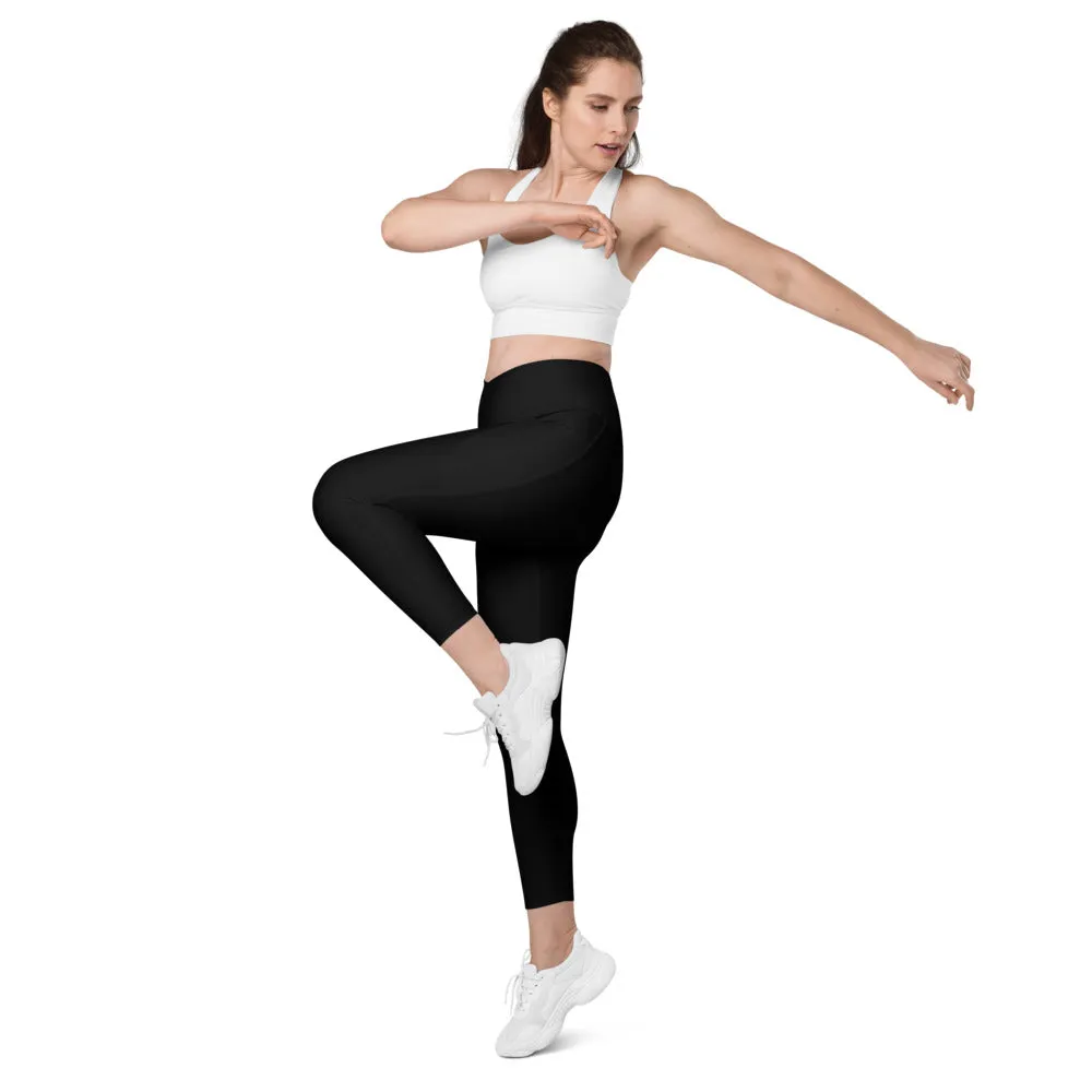 Black Crossover leggings with pockets