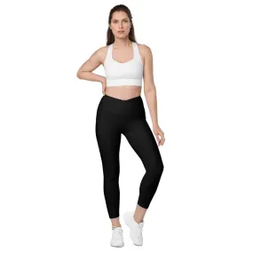 Black Crossover leggings with pockets