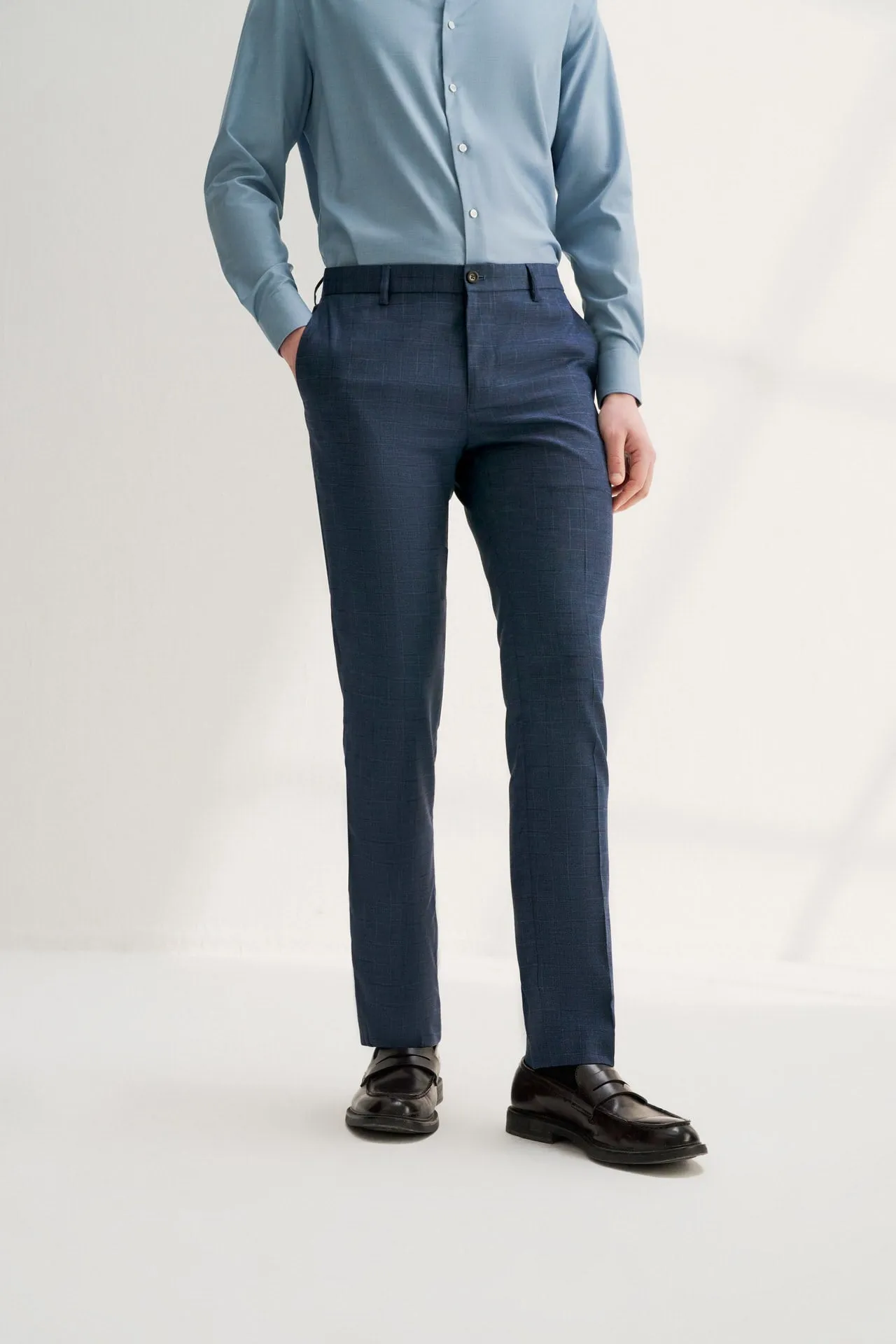 Blended Stretch Prince of Whales Check Suit Pants in Slim Fit
