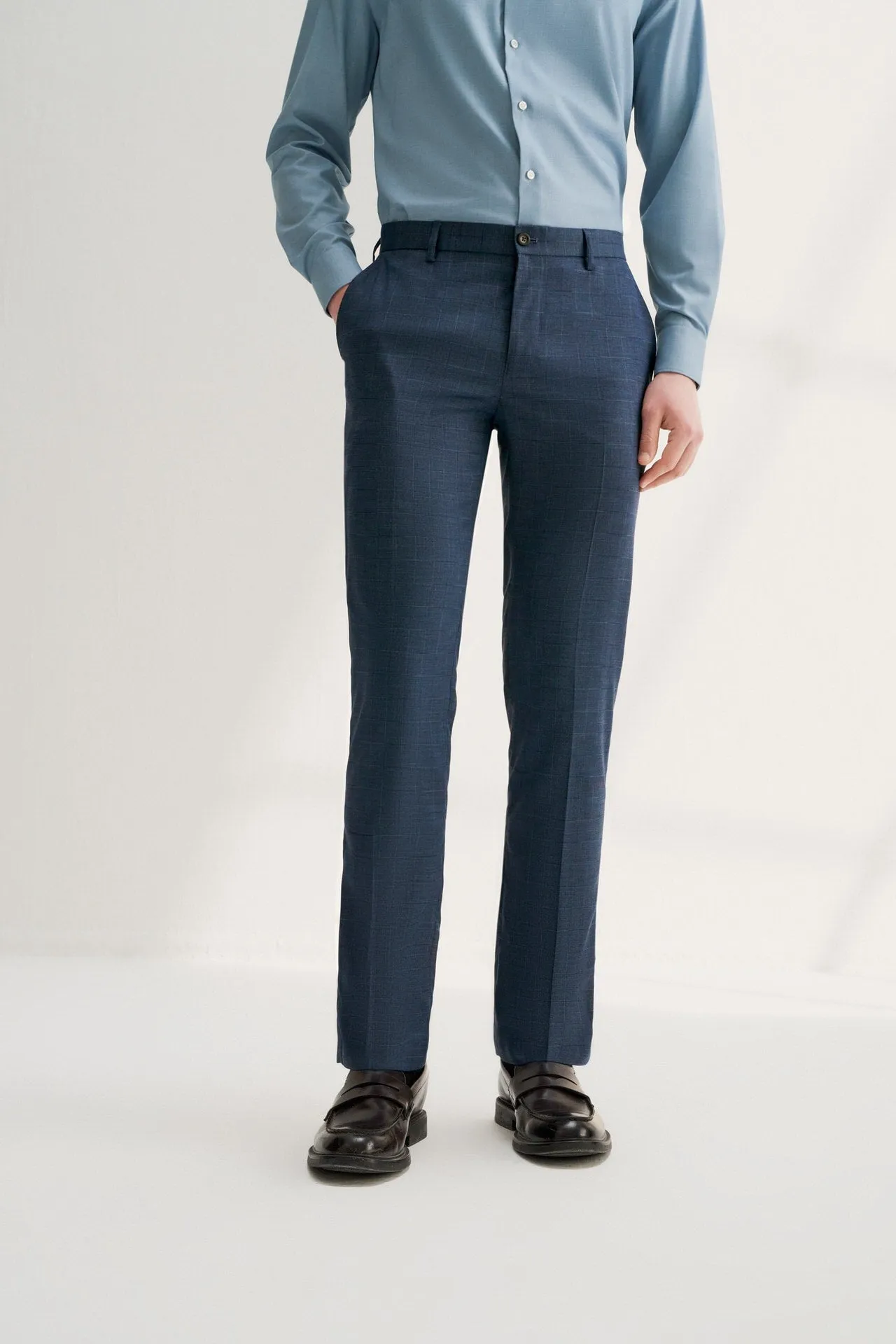 Blended Stretch Prince of Whales Check Suit Pants in Slim Fit