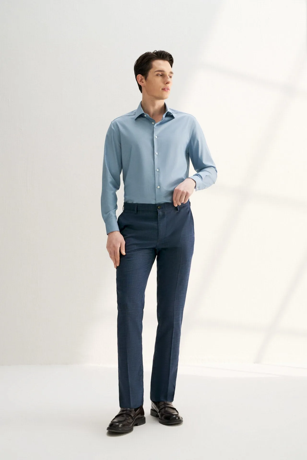 Blended Stretch Prince of Whales Check Suit Pants in Slim Fit