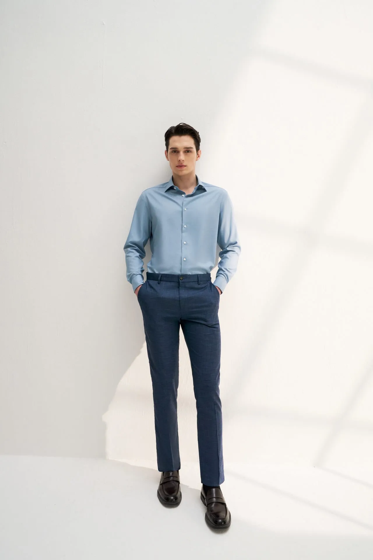 Blended Stretch Prince of Whales Check Suit Pants in Slim Fit