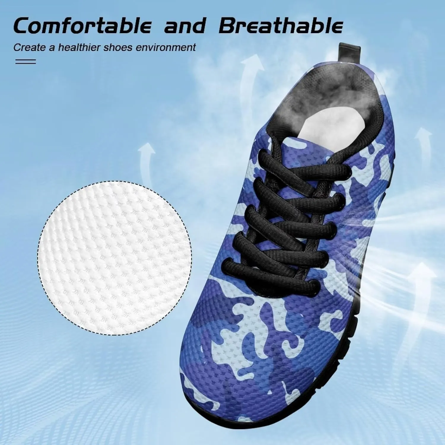 Boy's Sneakers Lightweight Camo Graphic Tennis Shoes Breathable Soft Athletic Running Shoes for Little Big Boys