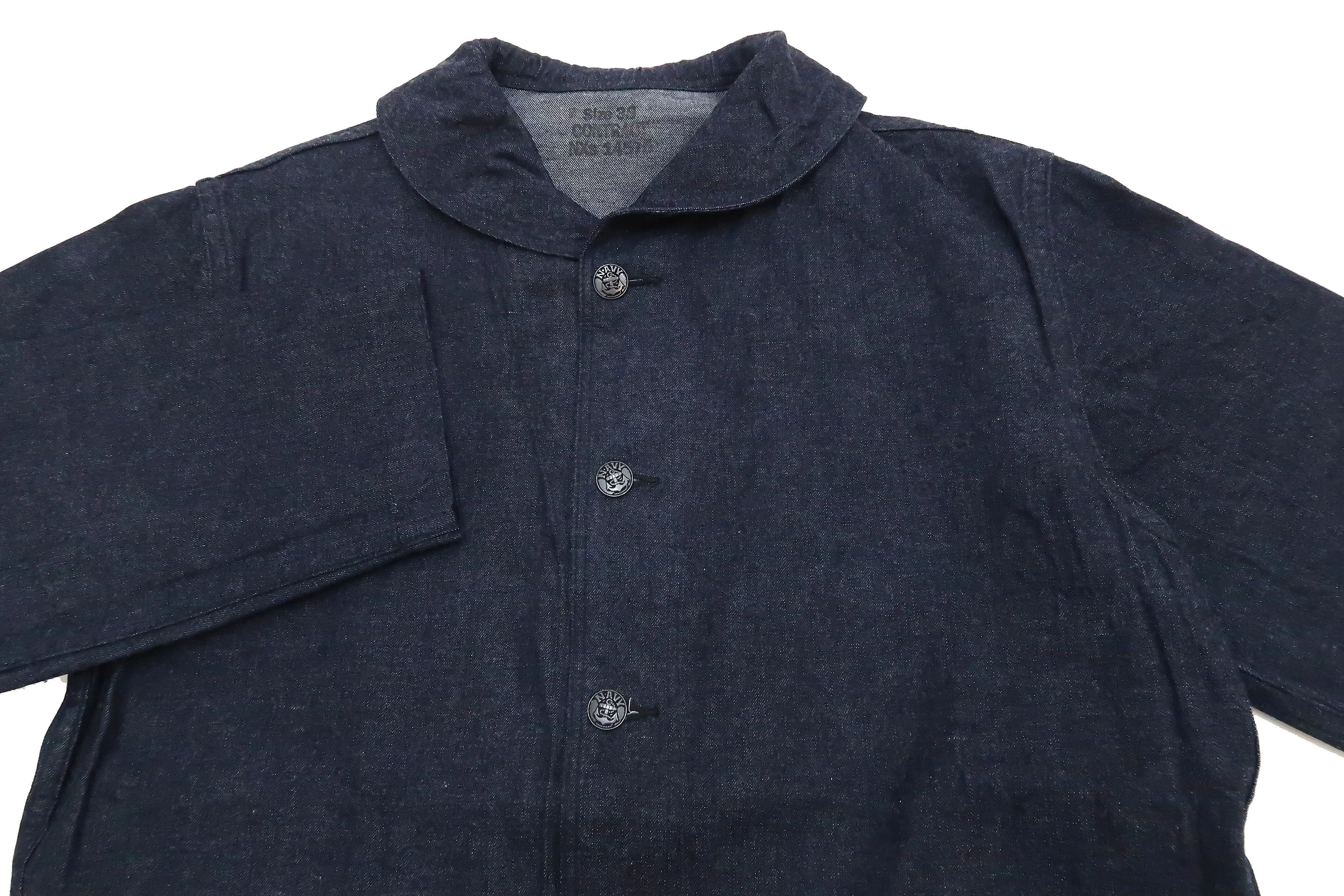 Buzz Rickson Shawl Collar Denim Jacket Men's Reproduction of US Navy Dungaree Jumper BR12744