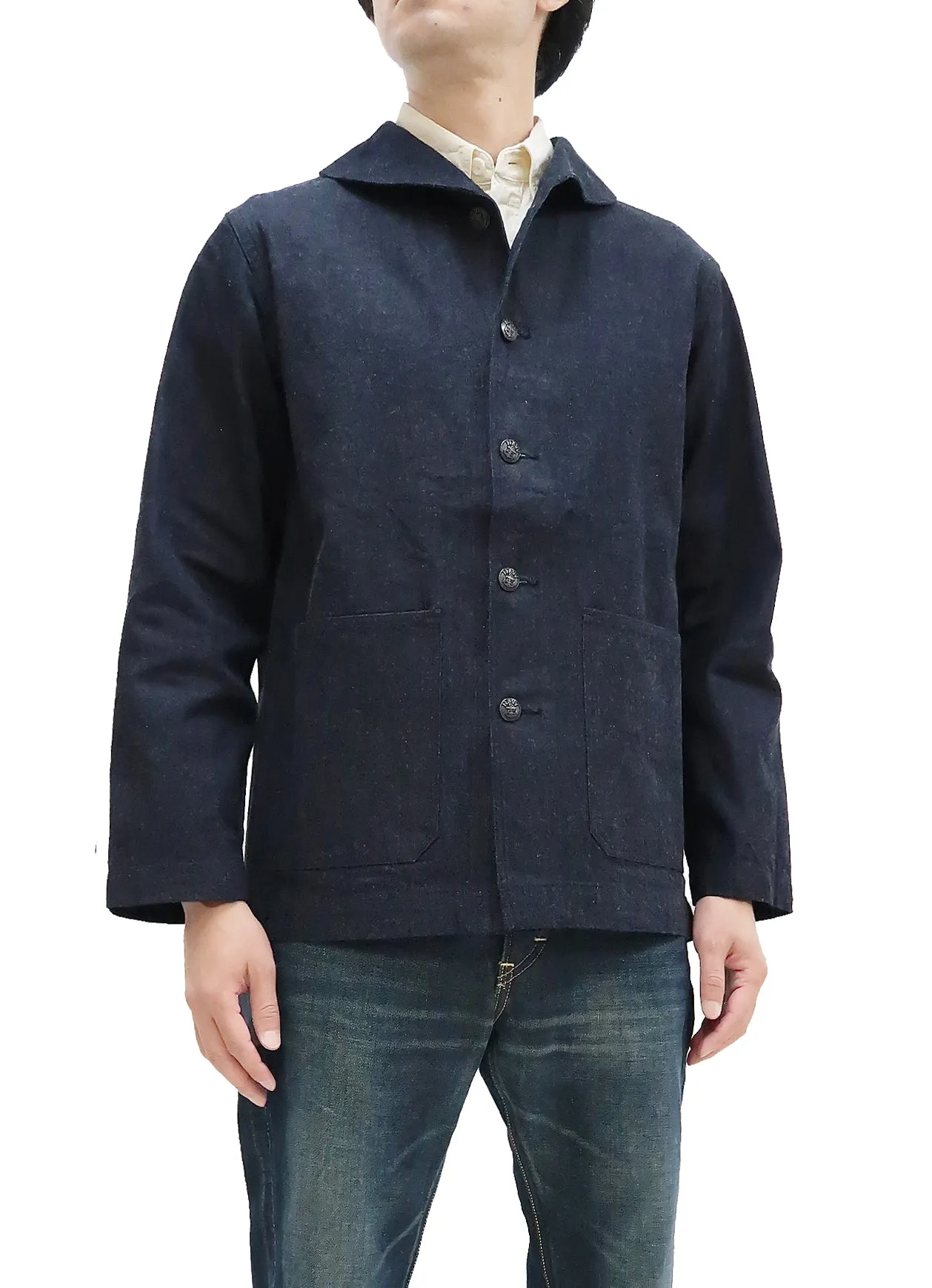 Buzz Rickson Shawl Collar Denim Jacket Men's Reproduction of US Navy Dungaree Jumper BR12744