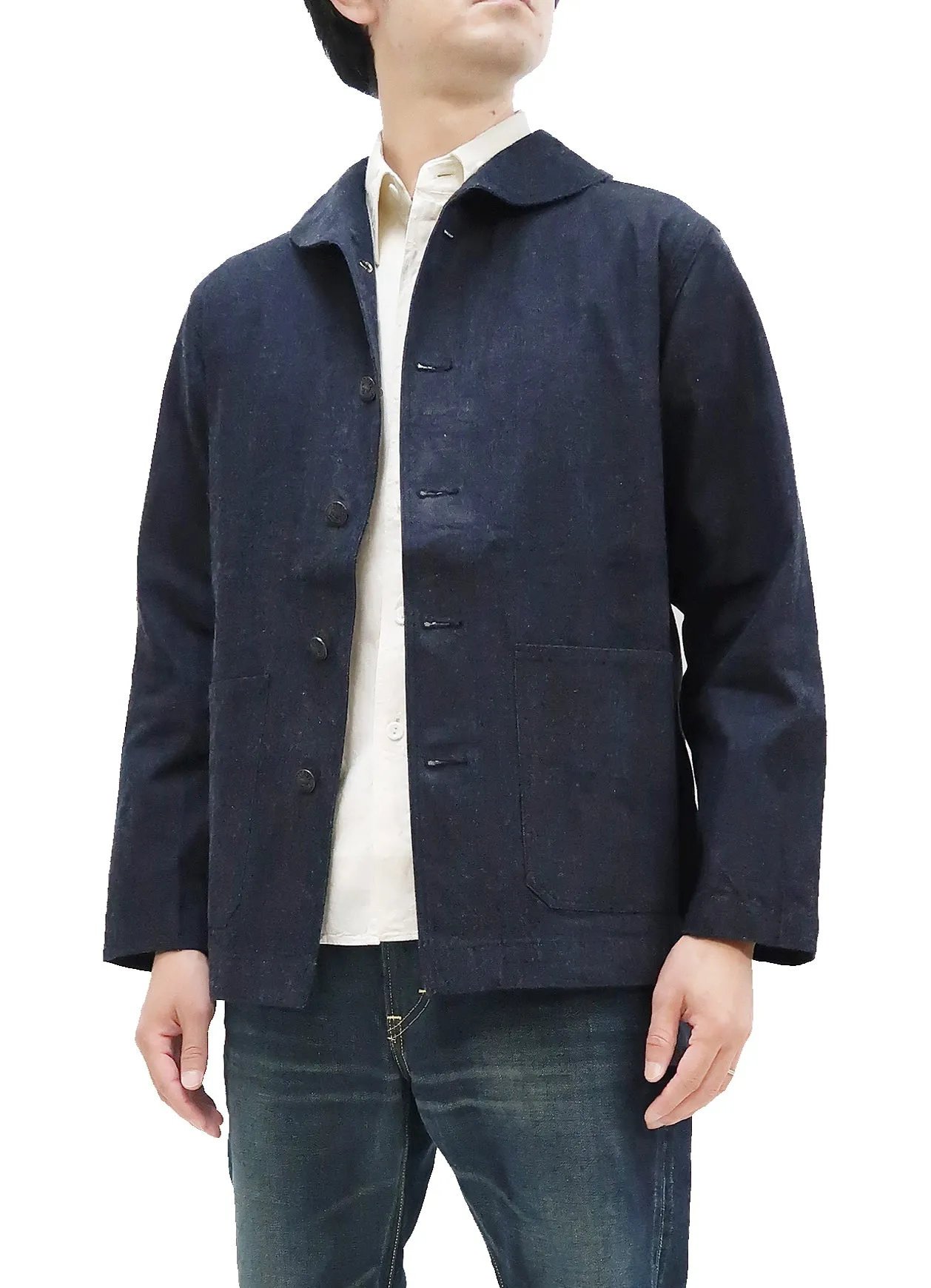 Buzz Rickson Shawl Collar Denim Jacket Men's Reproduction of US Navy Dungaree Jumper BR12744