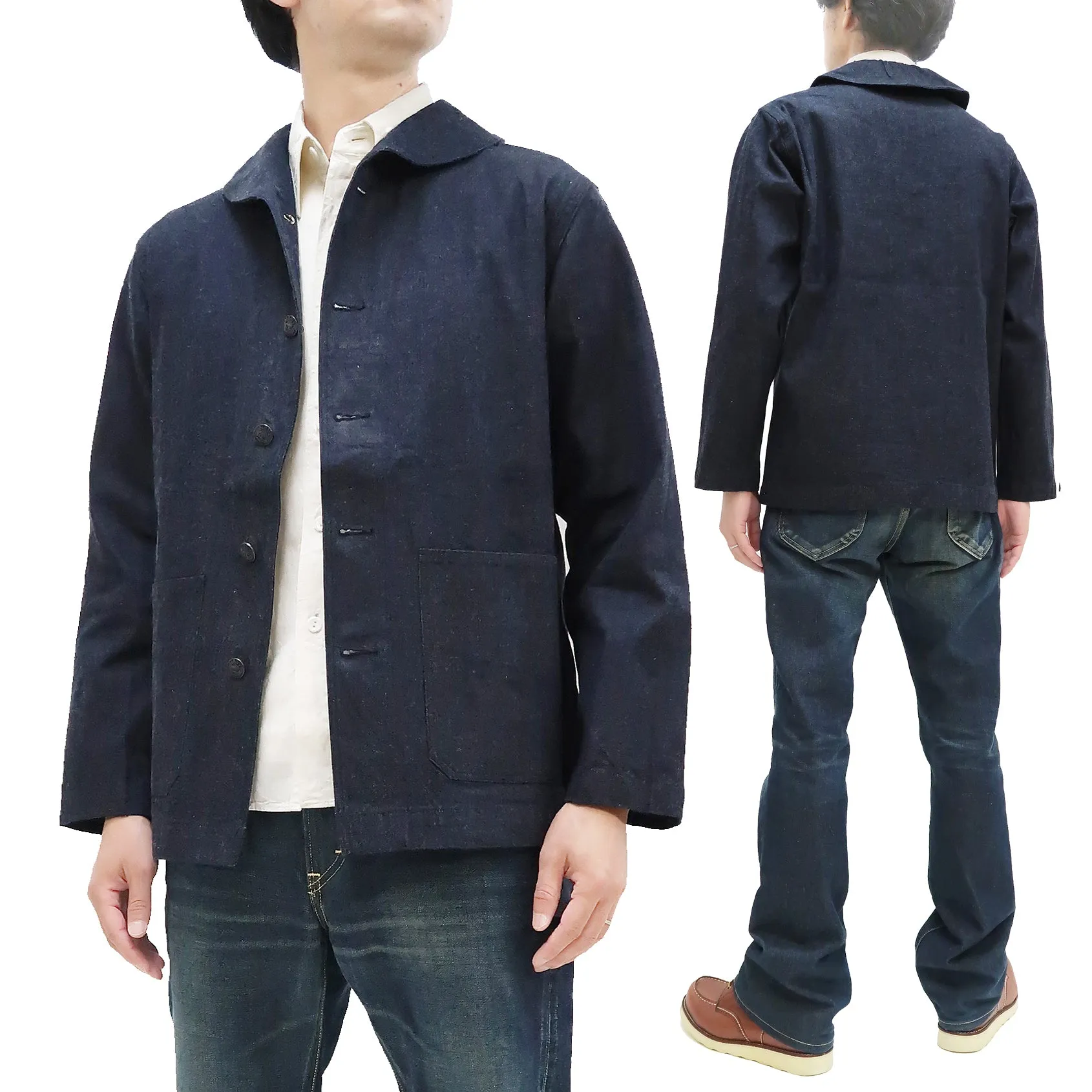 Buzz Rickson Shawl Collar Denim Jacket Men's Reproduction of US Navy Dungaree Jumper BR12744