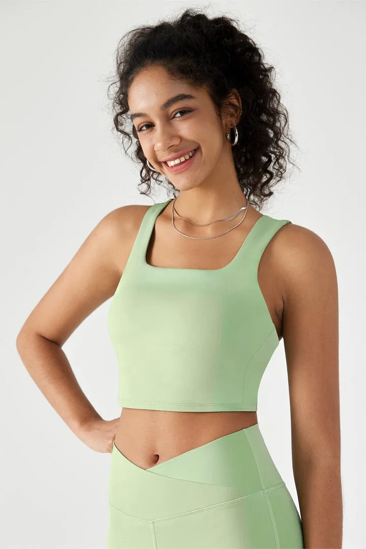 FlexEase™ Back V-shape Longline Sports Bra-Lt Green