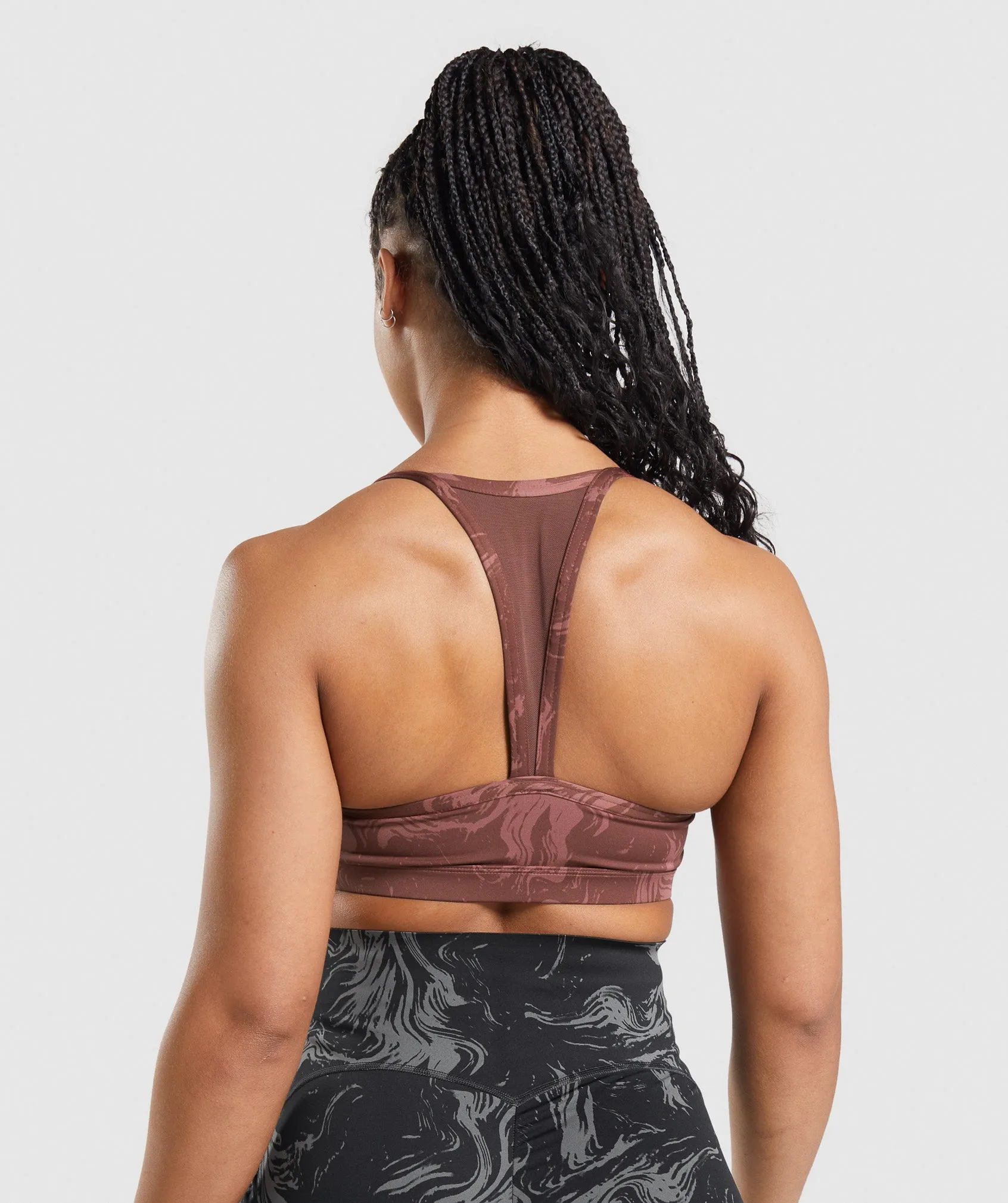 GS Power Sports Bra - Cherry Brown Print