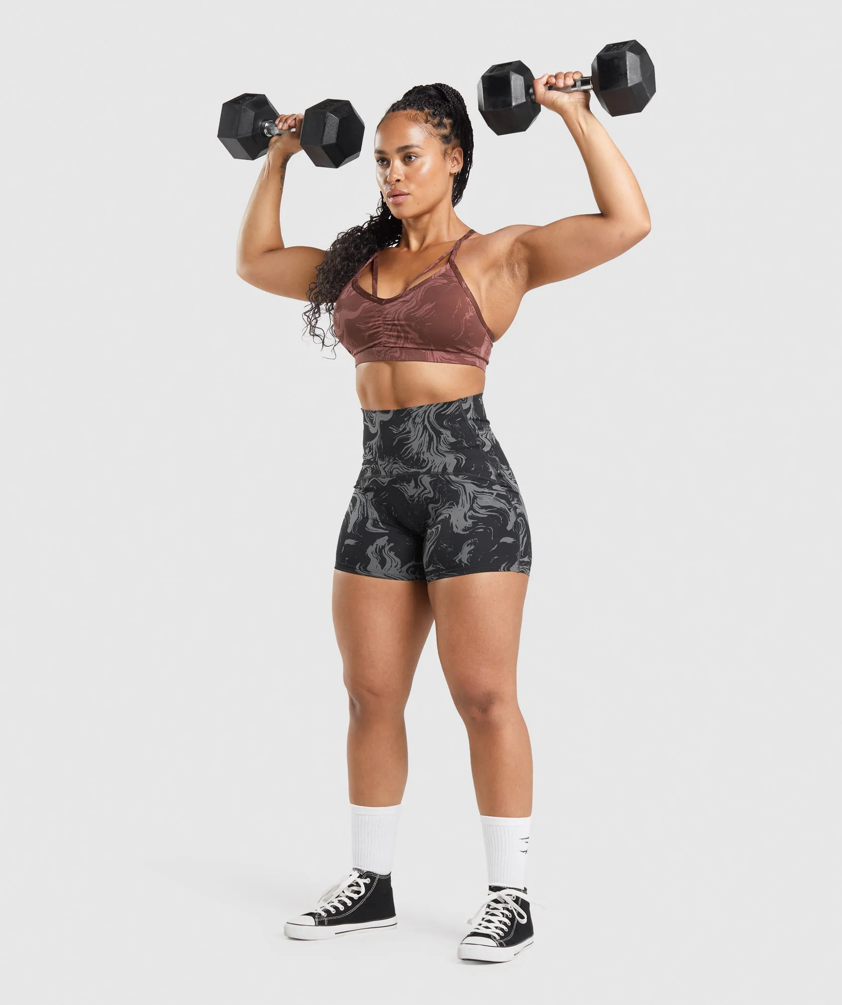 GS Power Sports Bra - Cherry Brown Print