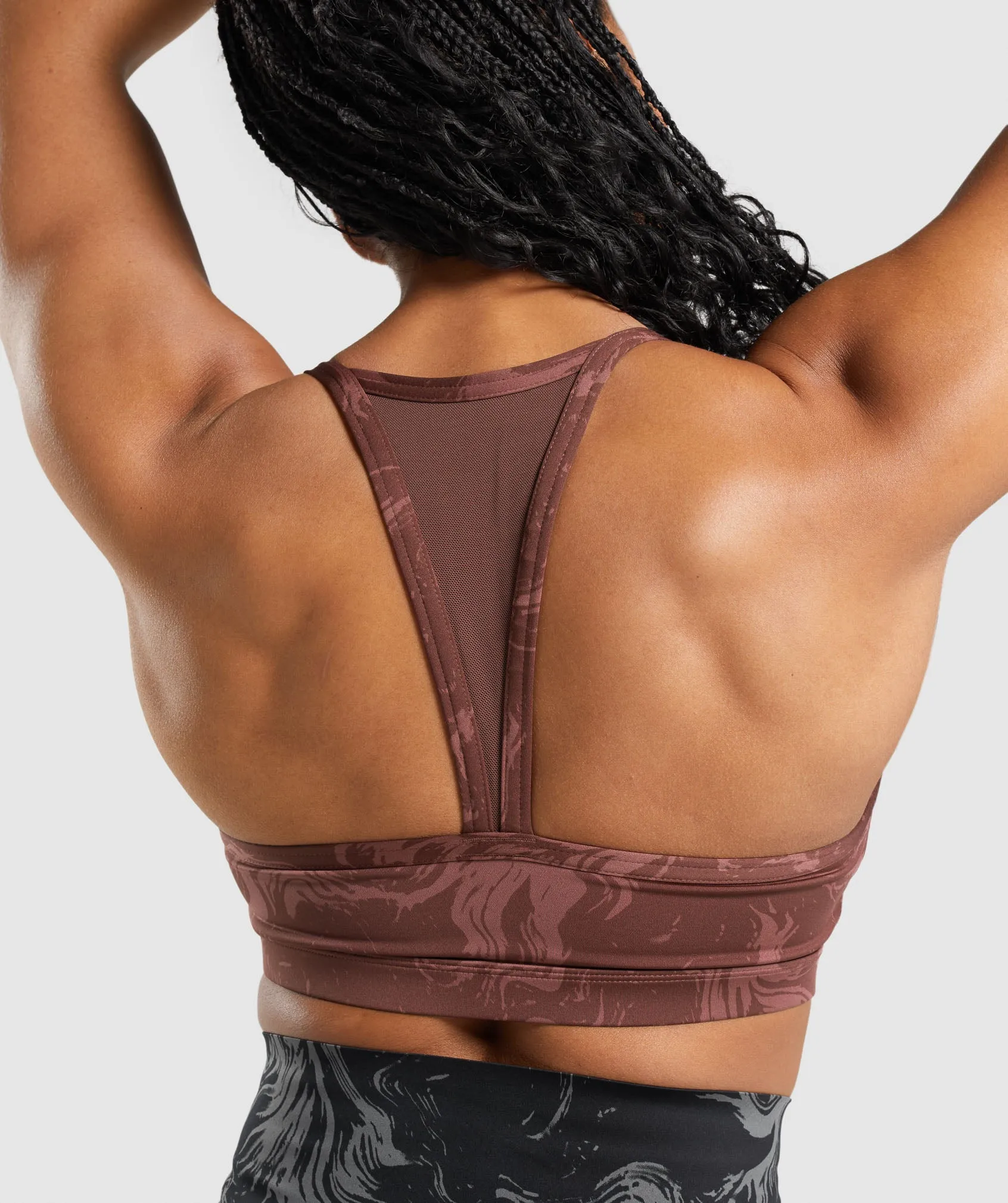 GS Power Sports Bra - Cherry Brown Print