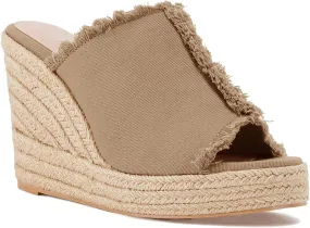 Juliet Holy Womens Wedge Sandals Peep Toe Denim Slip On Backless Espadrilles Platform Sandal Shoes