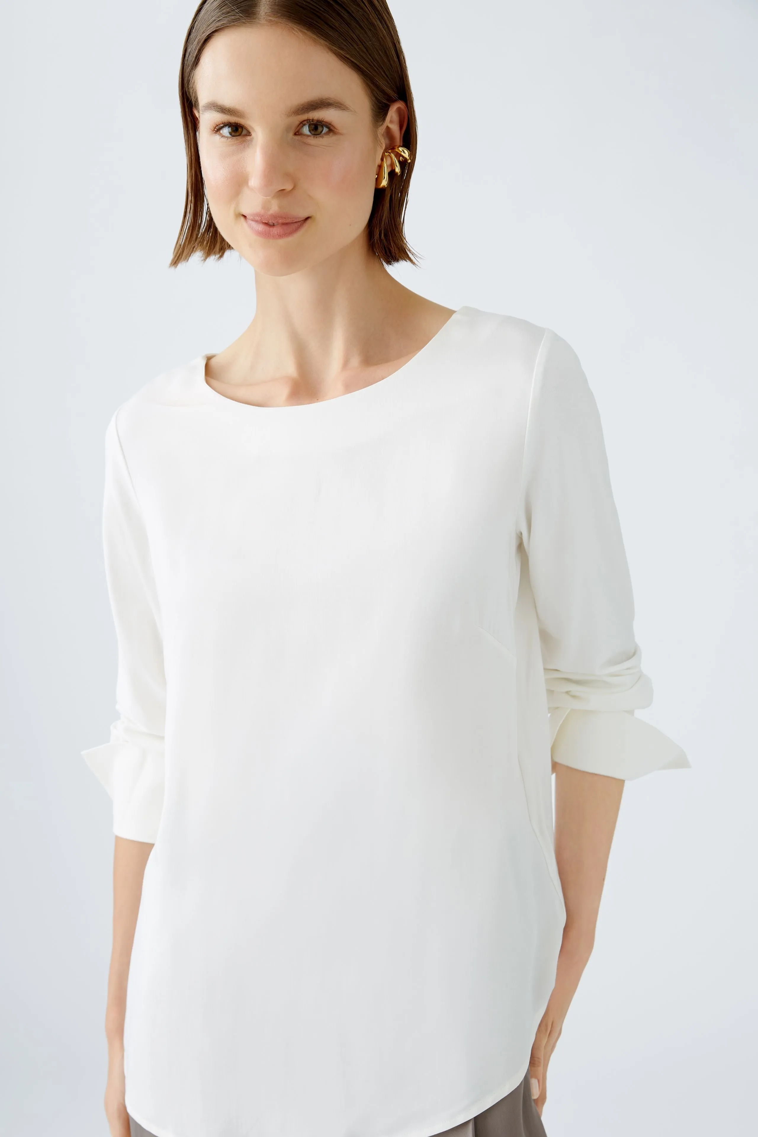 Oui Scoop Neck Blouse With Long Sleeves