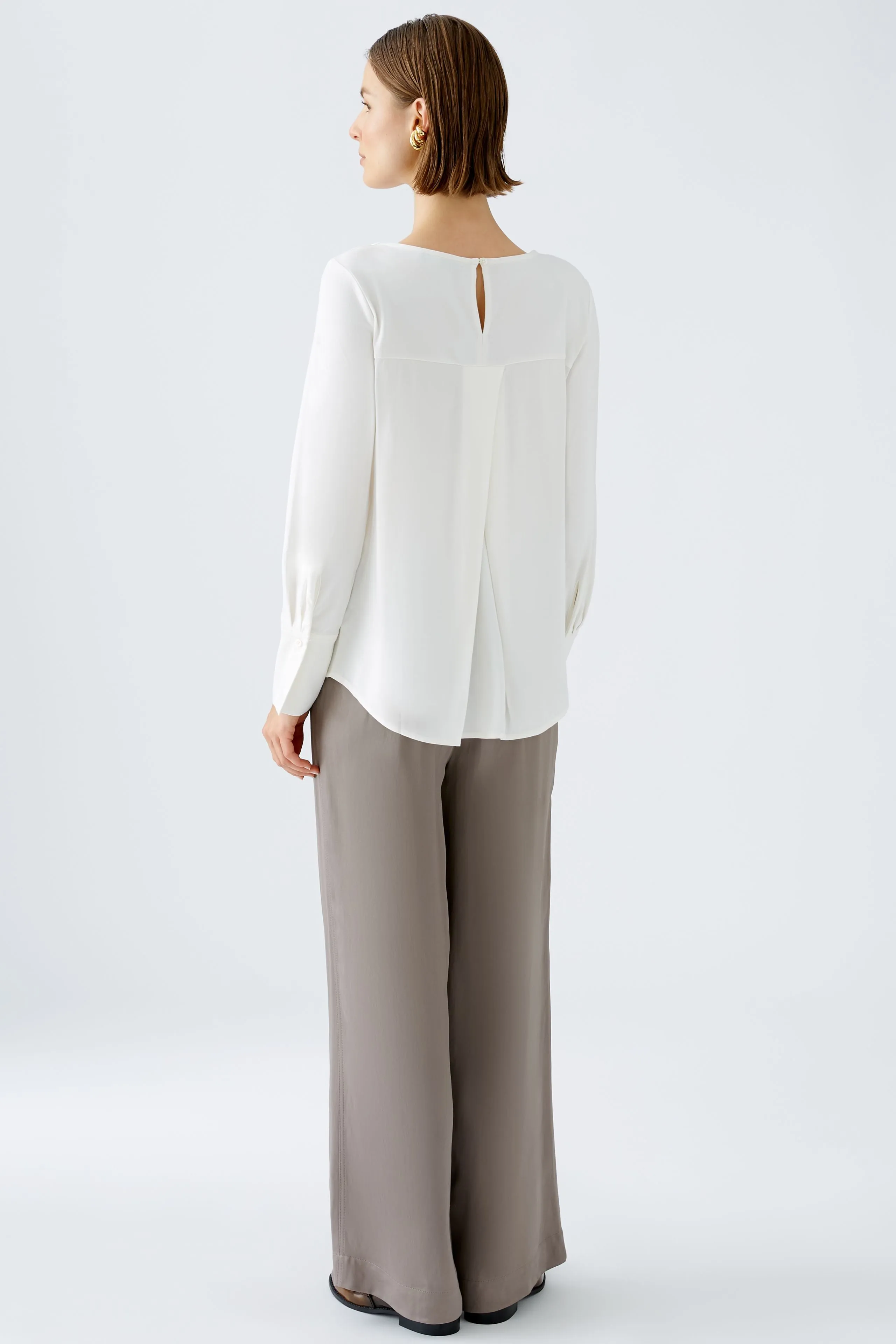 Oui Scoop Neck Blouse With Long Sleeves