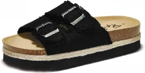 PepStep Slide Sandals for Women with Soft Cork Footbed and Strap, Ladies Fashion Platform Slide Sandals Comfortable Slip On Style
