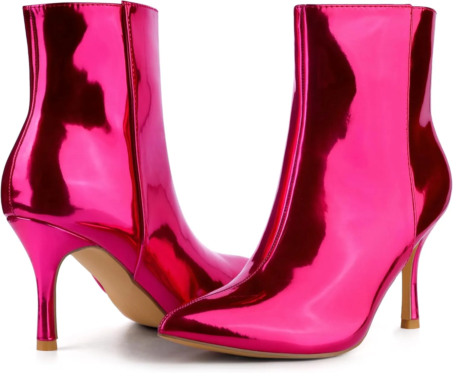 Perphy Patent Boot Pointy Toe Zipper Stiletto Heels Ankle Boots for Women