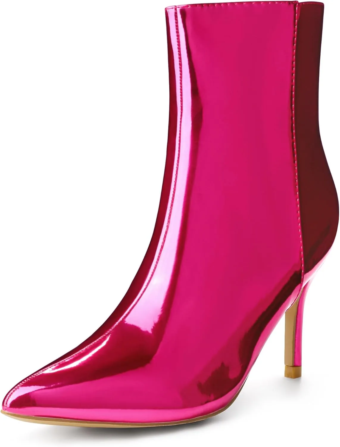 Perphy Patent Boot Pointy Toe Zipper Stiletto Heels Ankle Boots for Women