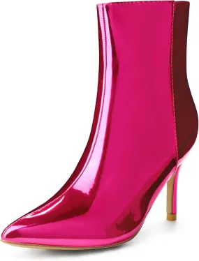 Perphy Patent Boot Pointy Toe Zipper Stiletto Heels Ankle Boots for Women