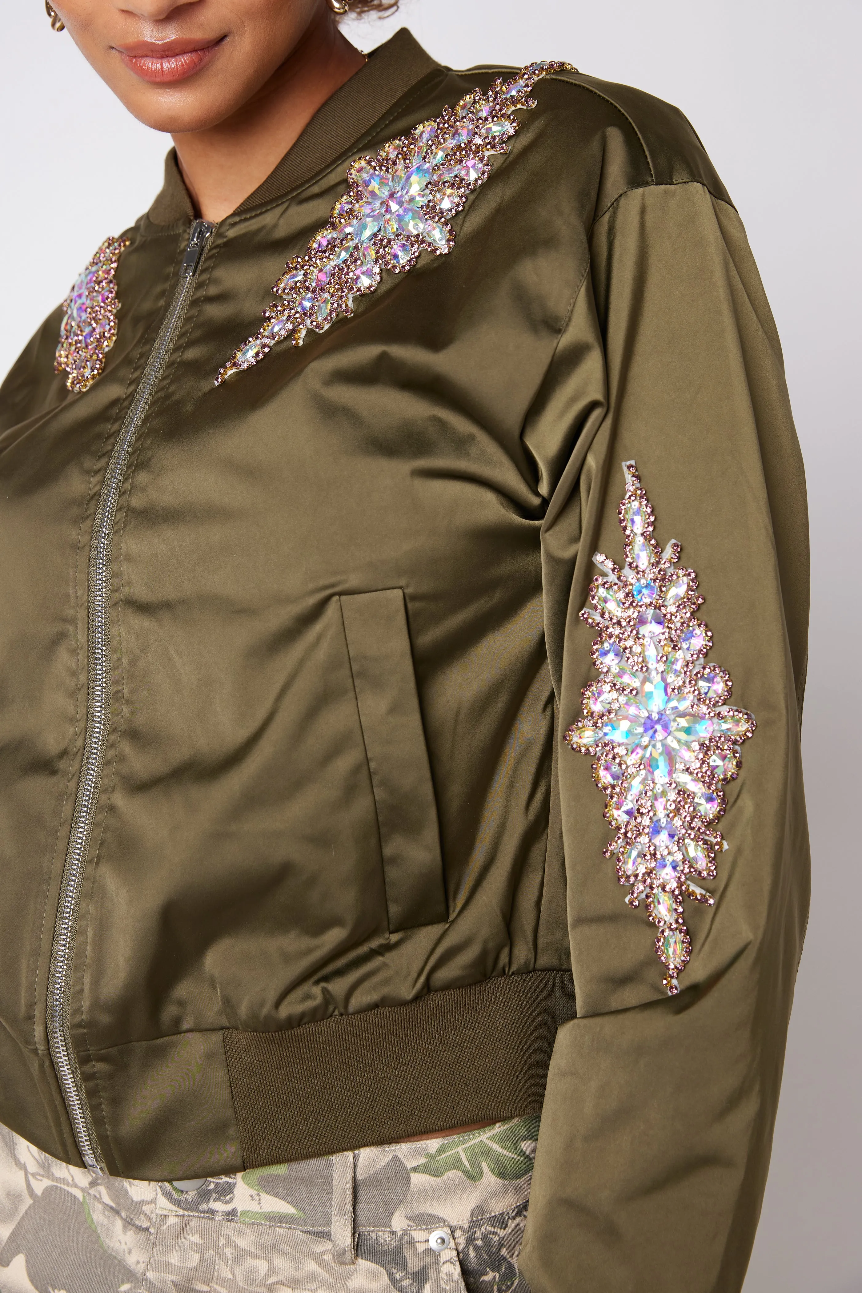 SALE - Nathan Jeweled Embellished Bomber Jacket