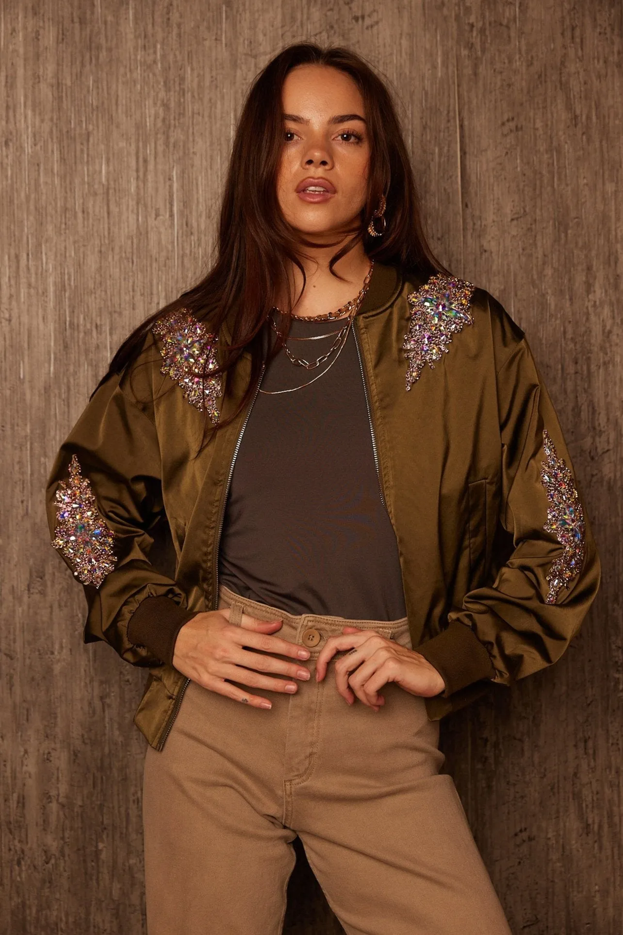 SALE - Nathan Jeweled Embellished Bomber Jacket