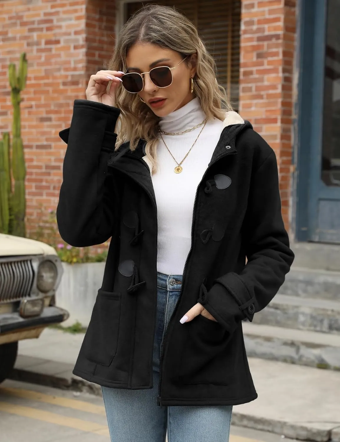 Winter Jackets for Women, Toggle Duffle Coat for Winter, Sherpa Lined Jacket Women