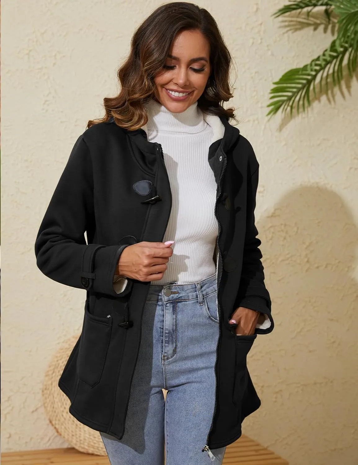 Winter Jackets for Women, Toggle Duffle Coat for Winter, Sherpa Lined Jacket Women