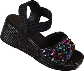 Women's Comfortable Wedge Platform Espadrille Sandals - 2024 Summer Sandles Dressy Fashion Glitter Bling Open Toe Buckle Ankle Strap Beach Sandals