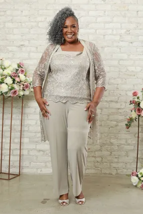 Women's Plus Size Casually Fitted Pants with a Shimmering Top