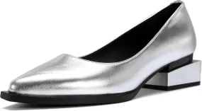 Women's Pump Shoes Overlapping Squared Chunky Red Heel Pointed Toe Pull On Patent PU Leather Daily Comfortable Women Dress Shoes