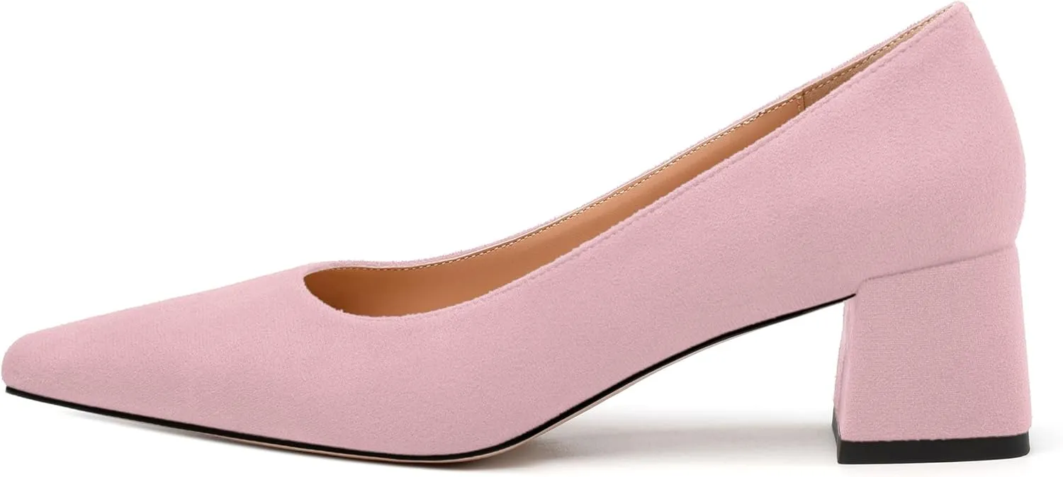 Women’s Pumps, Chunky Low Block Heels Square Closed Toe Dress Pumps Shoes for Women