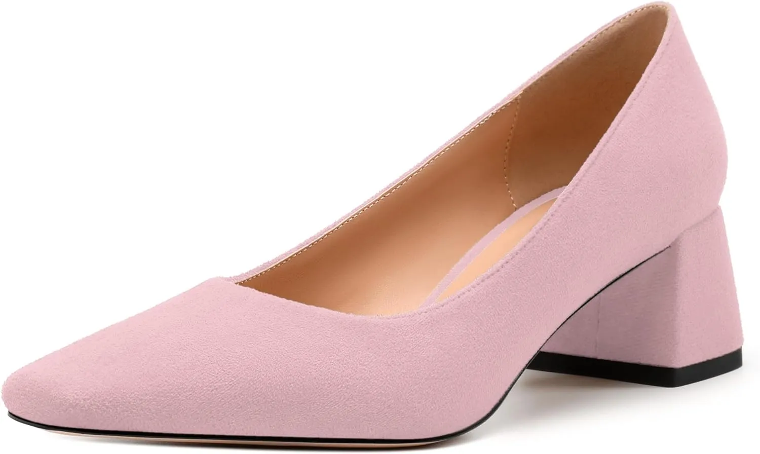 Women’s Pumps, Chunky Low Block Heels Square Closed Toe Dress Pumps Shoes for Women